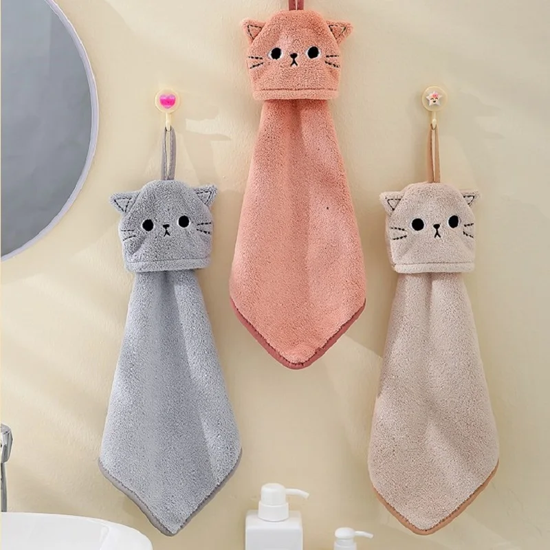 Microfiber Hand Towel Cat Hand Towel For Child Super Absorbent Microfiber Kitchen Towel Tableware Cleaning Bathroom Tools