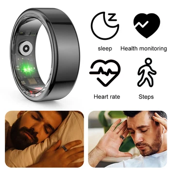 R02 Smart Ring Sleep Monitor 5.0 Bluetooth Fitness Tracker Sports Ring Heart Rate Tracker IP68 & 5ATM Waterproof for Android/IOS 1
