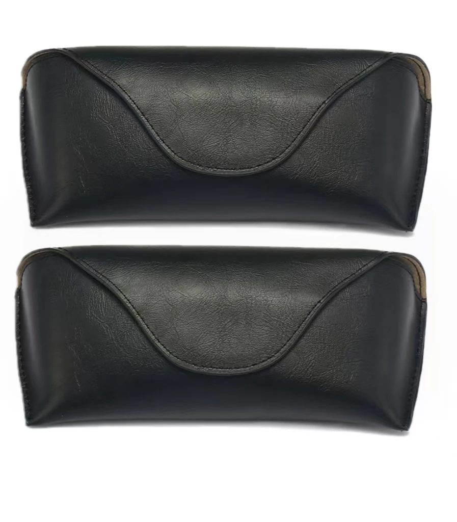 Black Leather Hard Shell Sunglasses Case - Stylish & Practical Magnetic Clamshell Design