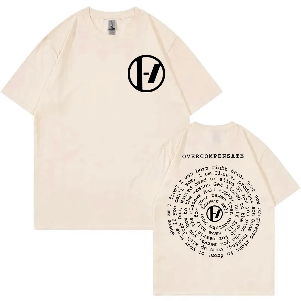 Twenty One Pilots Overcompensate Lyric Print T-shirt The Clancy World Tour 2024 T-shirts Men Women Fashion Rock Hip Hop T Shirts 3