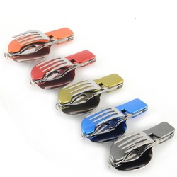 Outdoor Camping Stainless Steel Foldable Disassembly Combination, Practical Multifunctional Tableware, Knives, Forks and Spoons