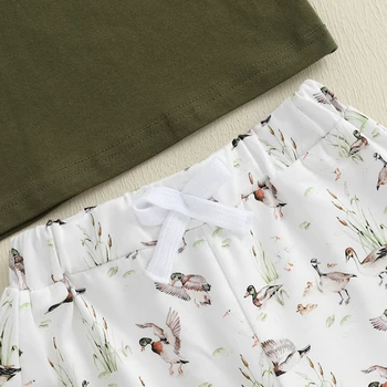 Boys Summer Outfit Sets with Short Sleeve O Neck Tops and Cute Duck Print Drawstring Shorts - Casual and Comfortable Summer 3