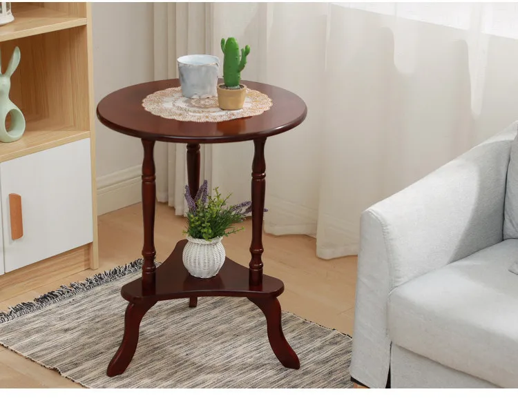 Description Picture 4 of itemEuropean Style Coffee Table American Style Telephone Table Living Room Corner Table Rench Style Solid Wood Small Round Table New