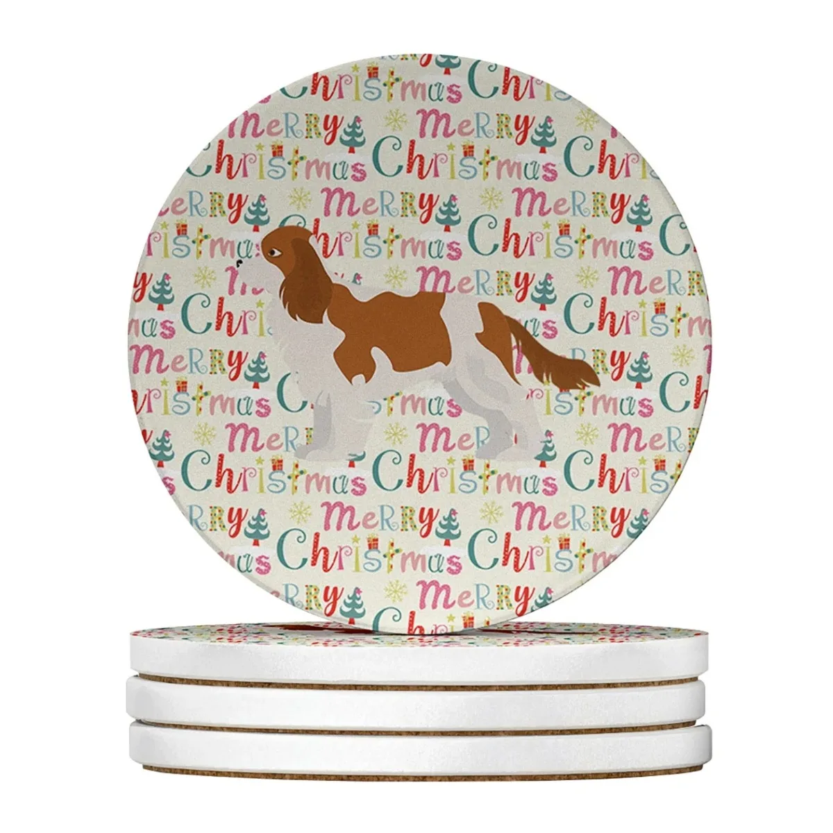 

Blenheim Cavalier Spaniel Merry Christmas Large Sandstone Coasters Pack of 4 4 in x 4 in
