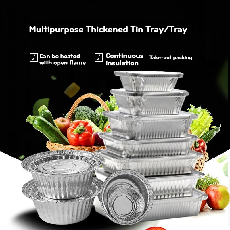 

Disposable tin paper box wholesale crayfish aluminum foil box barbecue fish takeout square packaging box circular fast food box