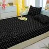1 Simple Modern Geometry Printed Matte Fitted Sheet, Bedroom Printed Bed Cover, Bedding (Excluding Pillowcases) 4