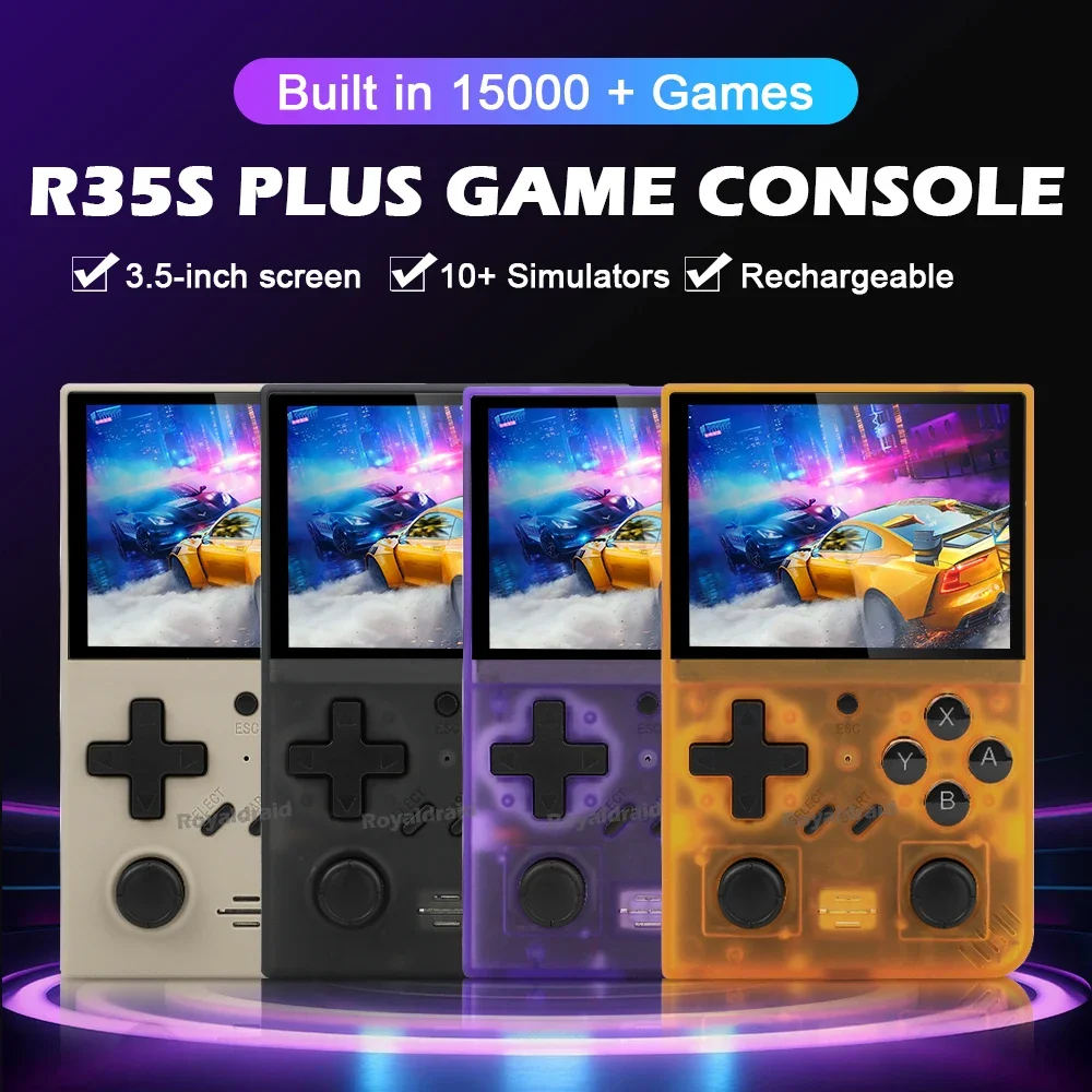 R35PLUS Handheld Spielekonsole Retro - 3,5 Zoll IPS Mit 64GB & Vorinstallierten Spielen