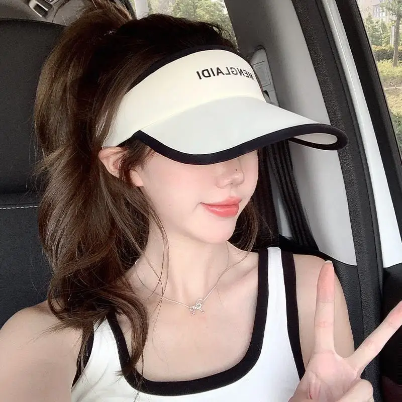 여성용 여름 통기성 자외선 차단 스포츠 캡 넓은 챙 런닝 사이클링 모자 UV 차단 패셔너블 야외 액세서리