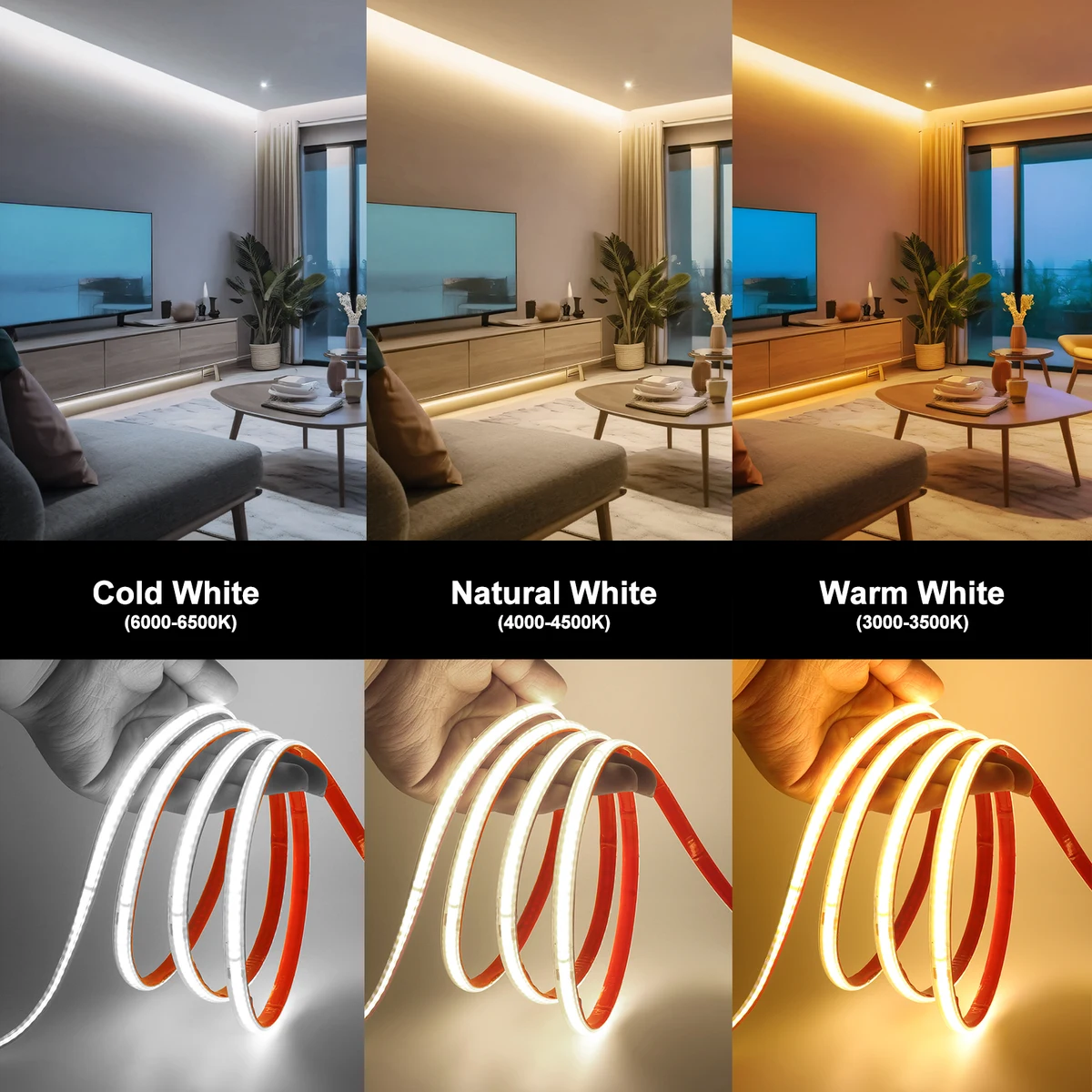 AC 220V COB Strip IP65 Waterproof 10CM Cut 240Leds/M 3000K 4000K 6000K Home Decor Flexible Ribbon Rope Tape LED Light — view 3