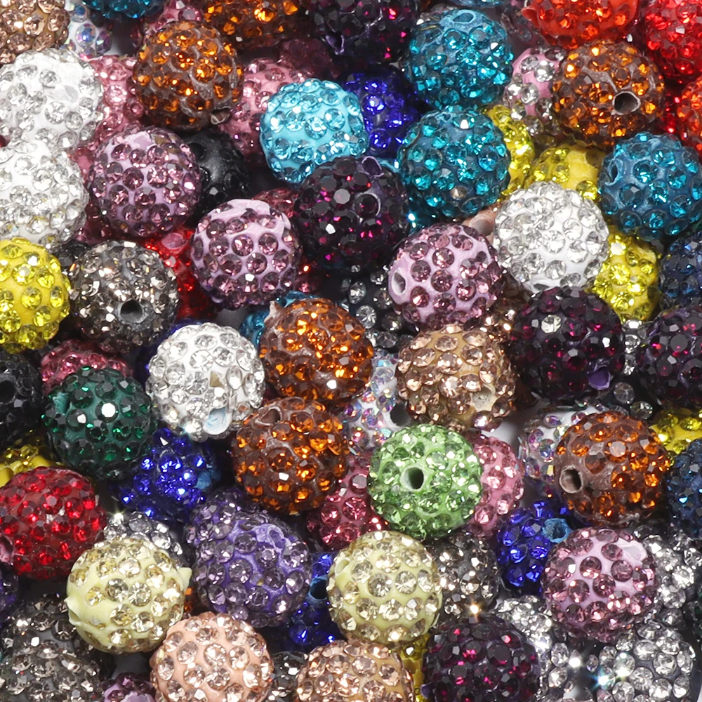 PATIKIL 10mm Clay Rhinestone Beads - 150 Pcs Sparkly Round Disco Beads For Jewelry Making (Red/Blue/White)