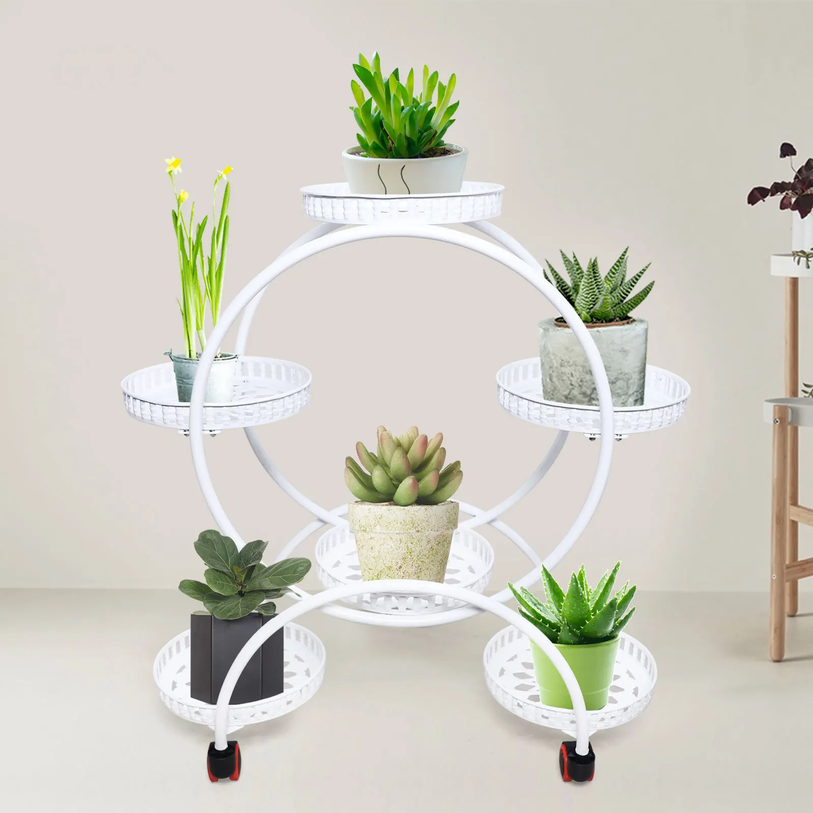 Supporto Per Piante Angolare A 6 Livelli Per 7 Vasi – Scaffale Metallico Per Fiori, Per Balcone, Giardino, Soggiorno E Camera Da Letto - 2