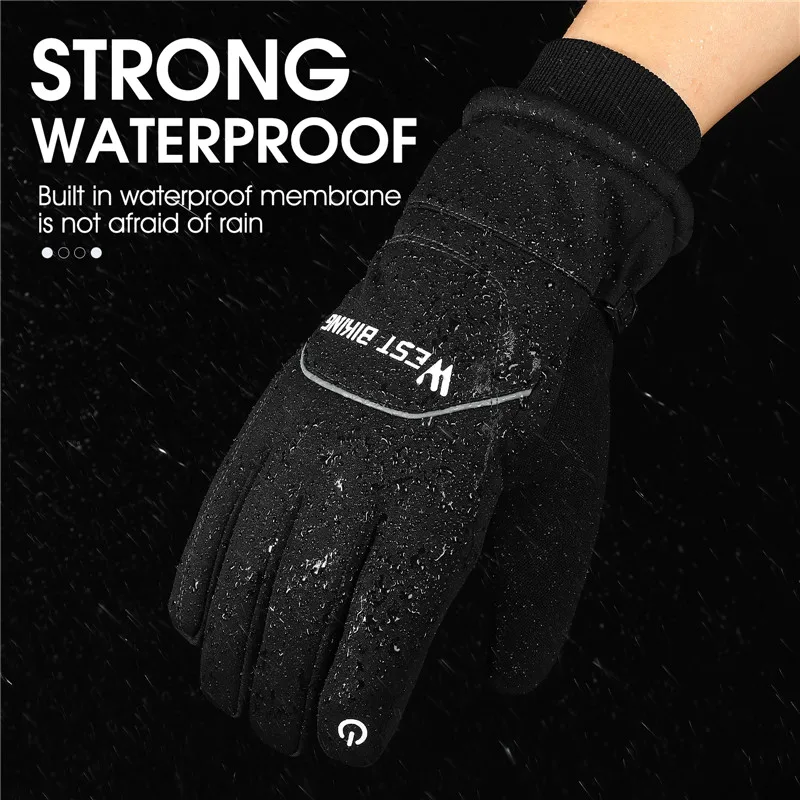 WEST BIKING Waterproof Bike Gloves Winter Warm Touch Screen Cycling Gloves 3M Thinsulate Thermal Sport MTB Road Bike Ski Gloves 6