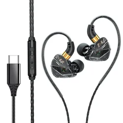 Hi - Fi Wired In - Ear Headphones with Microphone - Versatile Connection & Gamer - Friendly Design (Black - Type c)