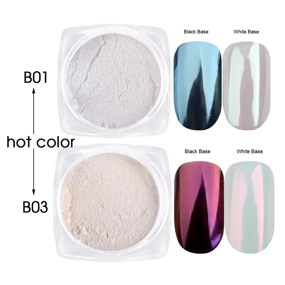 Nail Powder Nail Pigment Nail Glitter Nail Decoration Nail Decorations 1 Box Pearl Nail Glitter Powder Neon Shimmer Mirror Mermaid Dipping White Purple Nail Chrome Pigment Dust Polish Decor GLB01-07