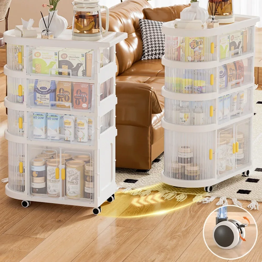 Folding Trolley Baby Rack Organizer Auxiliary Cart Baby Supplies with Wheels Mobile Multi-Layer Snack Sundries Storage Shelving