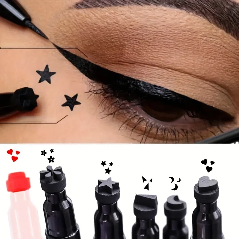 Double Head 2 in1 Liquid Eyeliner Moon Star Heart Butterfly Shapes Tattoo Stamp Quick To Dry Eye Liner Pencil Makeup Tool eyeliner pencils liquid eyeliner eyeliner pen eyeliner stamps
