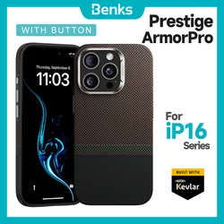 Benks Magnetic Prestige ArmorPro Case with Kevlar Aramid Fiber and Camera Protection for iPhone 16 Pro (Black)