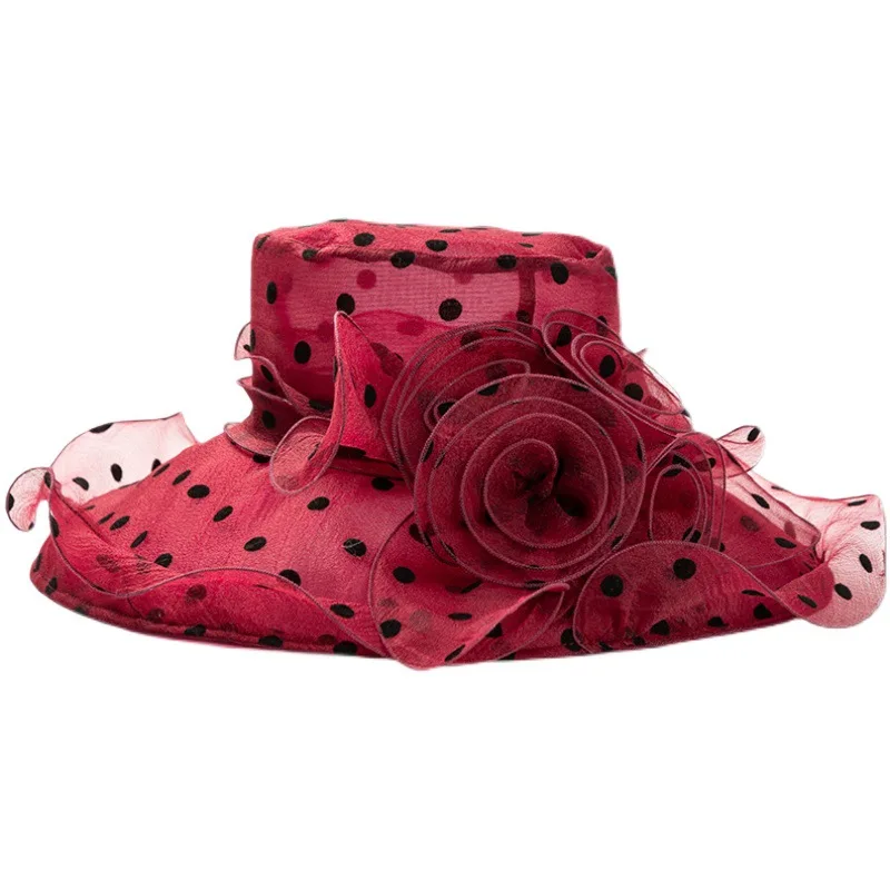 Dots Embroidered Bucket Hat Women Bob Soft Lace Flower Transparent Gauze Panama Basin Cap Girls Summer Flowers Fishing Sun Hats