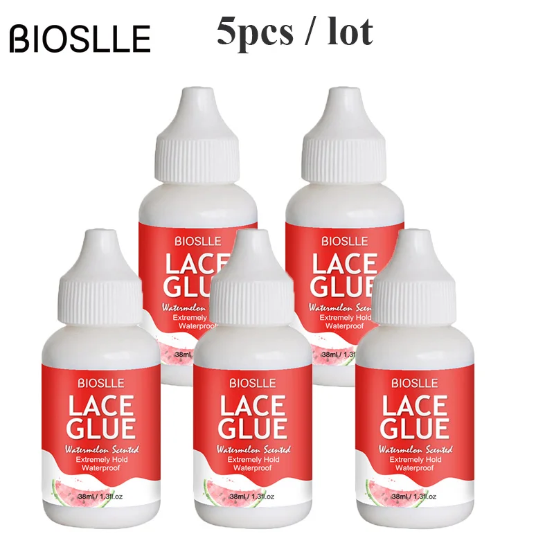 5PCS BIOSLLE 38ml Waterproof Strong Hold Watermelon Hair Bonding Wig Adhesive Lace Glue