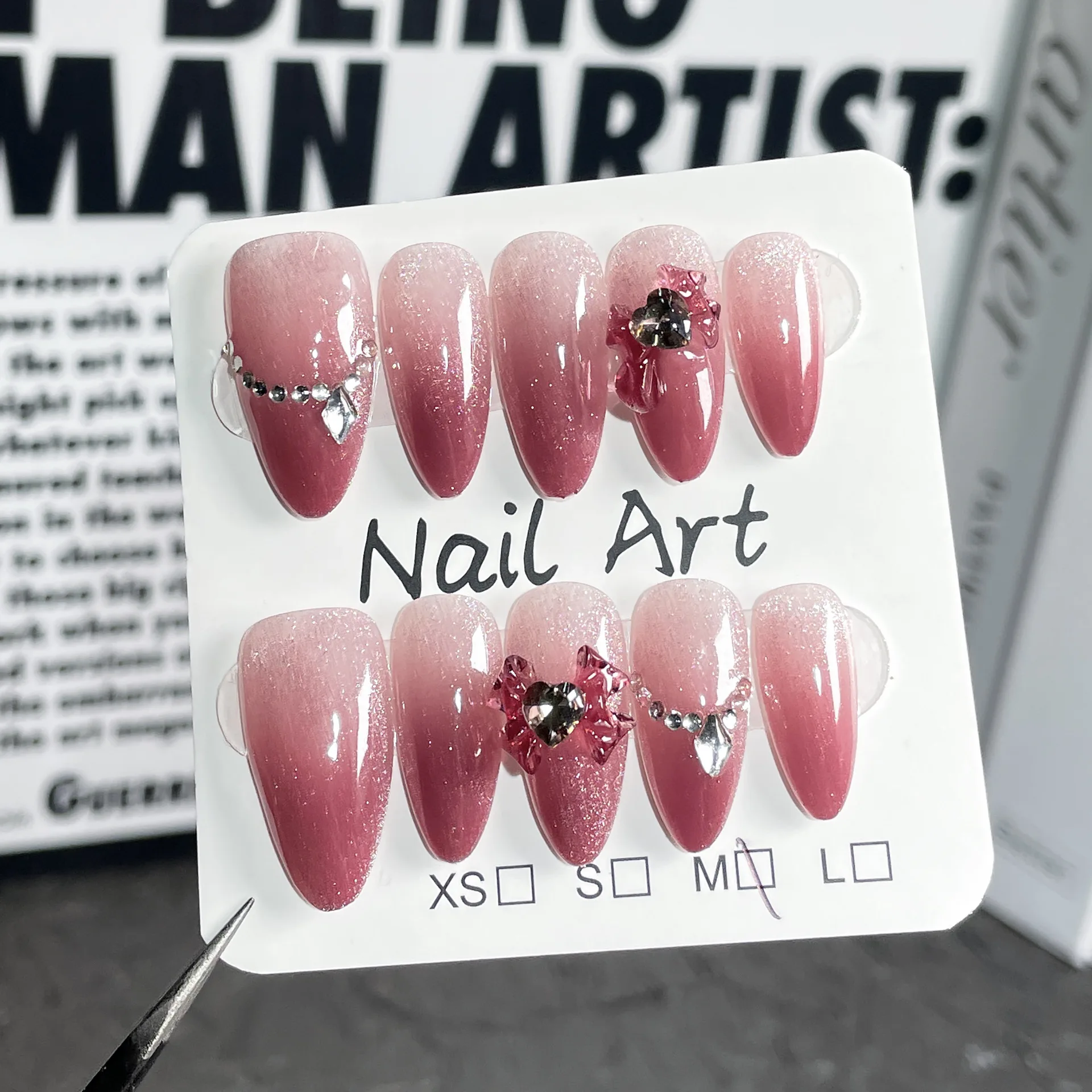 Handmade Press on Nails Sweet Cool Spice Girls Style Fake Nails Wearable Punk Metal European Long Almond False Nails for Girls 29 S35f4ddf253de4d53927467ce4a5031d3q