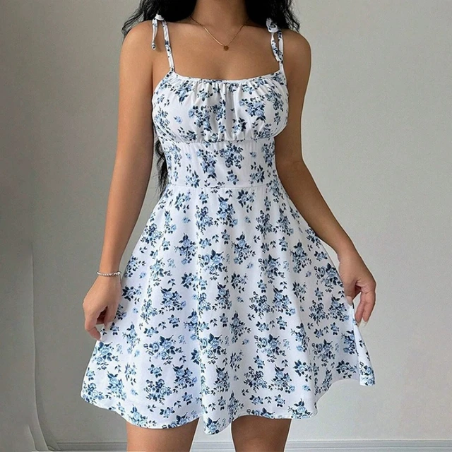Women's Summer Floral Spaghetti Strap Beach Short Dress,Womens Dresses,Woman Clothing,Woman Clothes,Sundress,New in Dress 2025