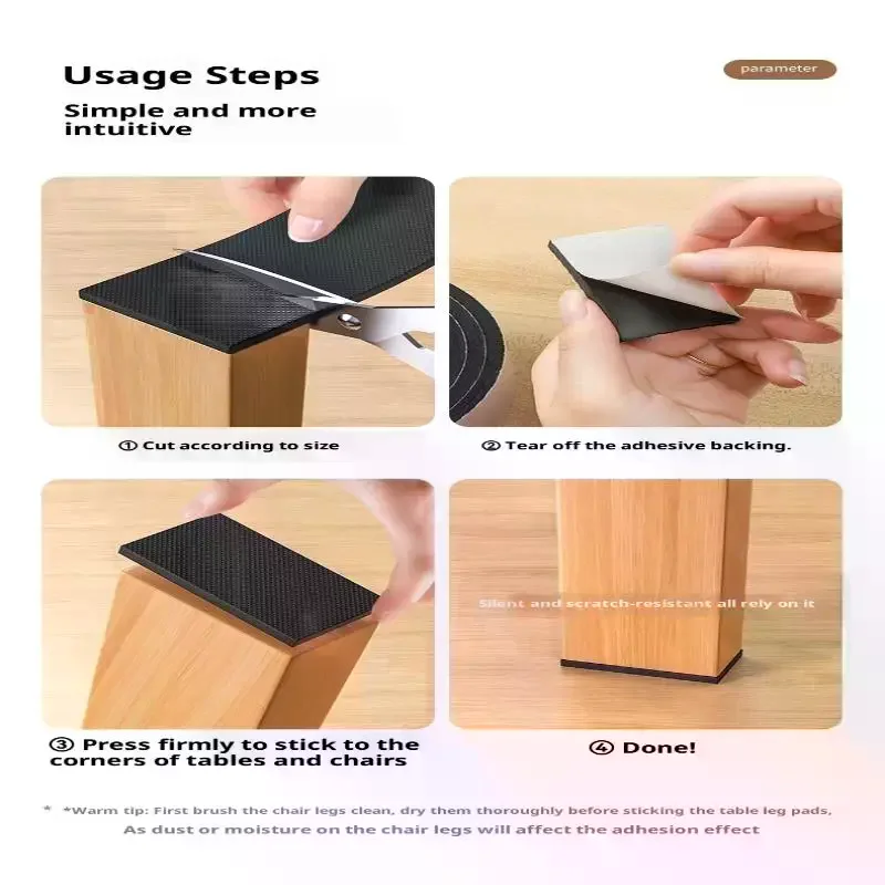 Durable Non-Slip Rubber Furniture Leg Protectors with Adhesive Backing
