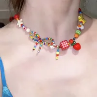 Collier pendentif coeur Harvey Love pour femme, tour de cou en perles, Goth, scène douce et mignonne, accessoires de bijoux Emo, fait à la main, Y2K, années 2000 4