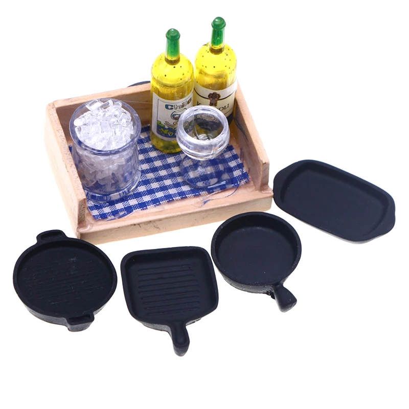 

1Set 1:12 1:6 Scale Dollhouse Miniature Baking Tray Pan Steak Skillet Kitchenware Model Kitchen Decor Toy Doll House Accessories