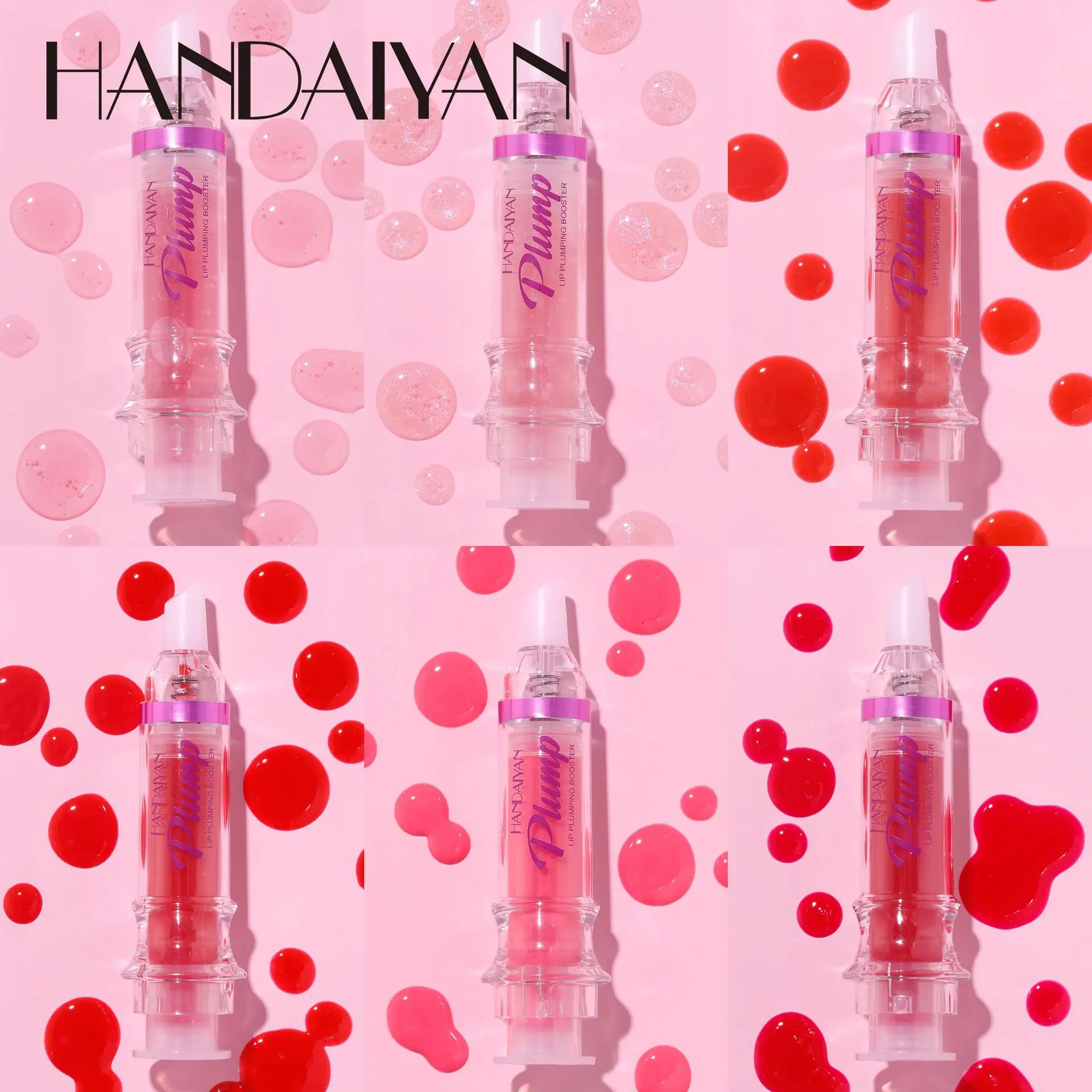 Handaiyan Lip Plumping Booster Sexy Plumper Glitter Red Nude Lipstick Liquid Waterproof Moisturize Oil Lipgloss Makeup 2