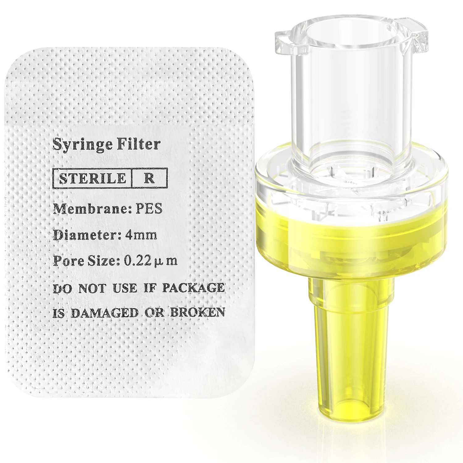 10pcs/25pcs/100 Pcs Sterile hydrophilic Syringe Filters PES Membrane 0.22&mu;m Pore Size 4mm Diameter Individually Packed by Ks-Tek