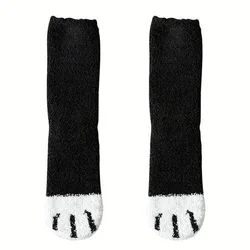 Women's Cozy Winter Fuzzy Socks - Soft & Fluffy Microfiber Slipper Stockings - One Size (Black)