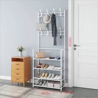 Coat Rack Shoe Cabinets Floor Hanger Storage Wardrobe Clothing Drying Racks Shoe Rack Furniture Purse Stand Hat Rack on Wall White 60cm