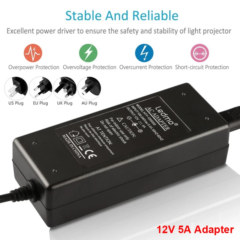 

Universal DC Adapter 12V 5A Power Supply Charger Converter Power Adaptor AC 100-240V Adaptador For LED Strip EU US UK AU Plug