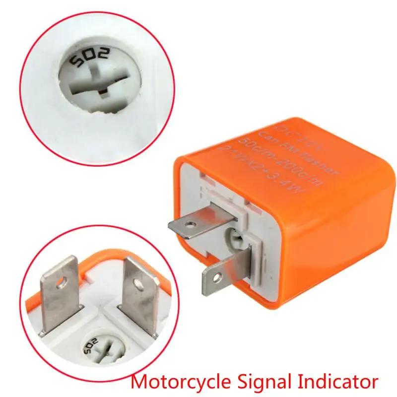 Motorcycle Flasher Relay 2 Pin LED Flasher Relay 12V Adjustable Frequency of Turn Signals Blinker Indicator Relays For Motorcycle Motorbike Accessories