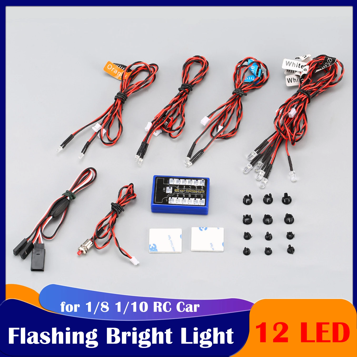 RCCarLightSystem12LEDFlashingBrightLightStrobeLampsKitfor1