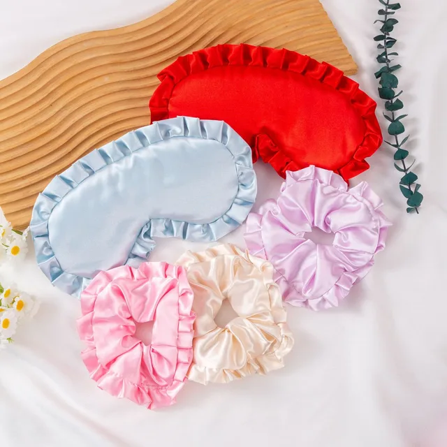 Maschera per gli occhi per dormire per donna uomo con fascia Set di coperture per maschera per dormire notturna in seta morbida alla moda da viaggio, relax, benda sugli occhi 5