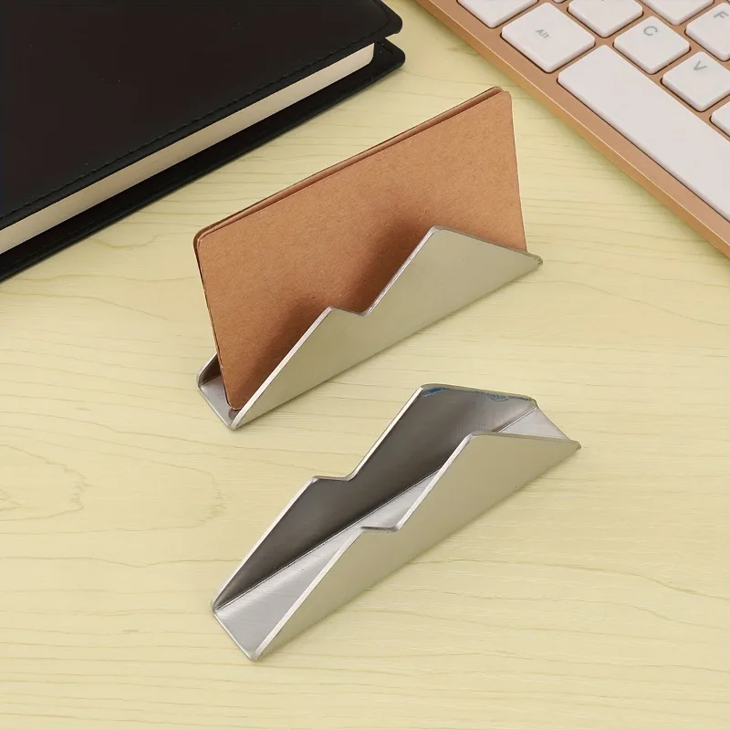 2Pcs/Set Gold&Silver Hill Business Card Holder Creative Storage Box Stainless Steel Business Card Holder Table Card Box 5