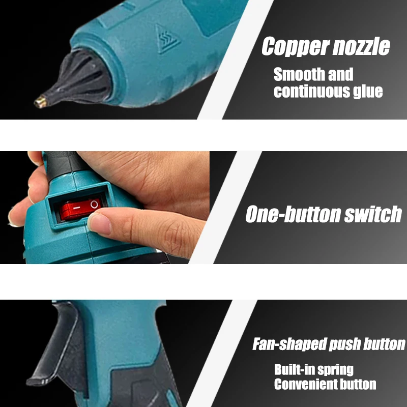LYUWO 21V, 100W, 280 ° C cordless hot melt glue gun portable lithium battery charging 10pcs 11mm glue stick DIY maintenance tool 5