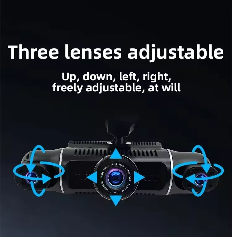 Car Dvr Dashcam 170 Degree Three LENS DASH CAM 1080P Loop Recording Car Dvr Camera Black Box