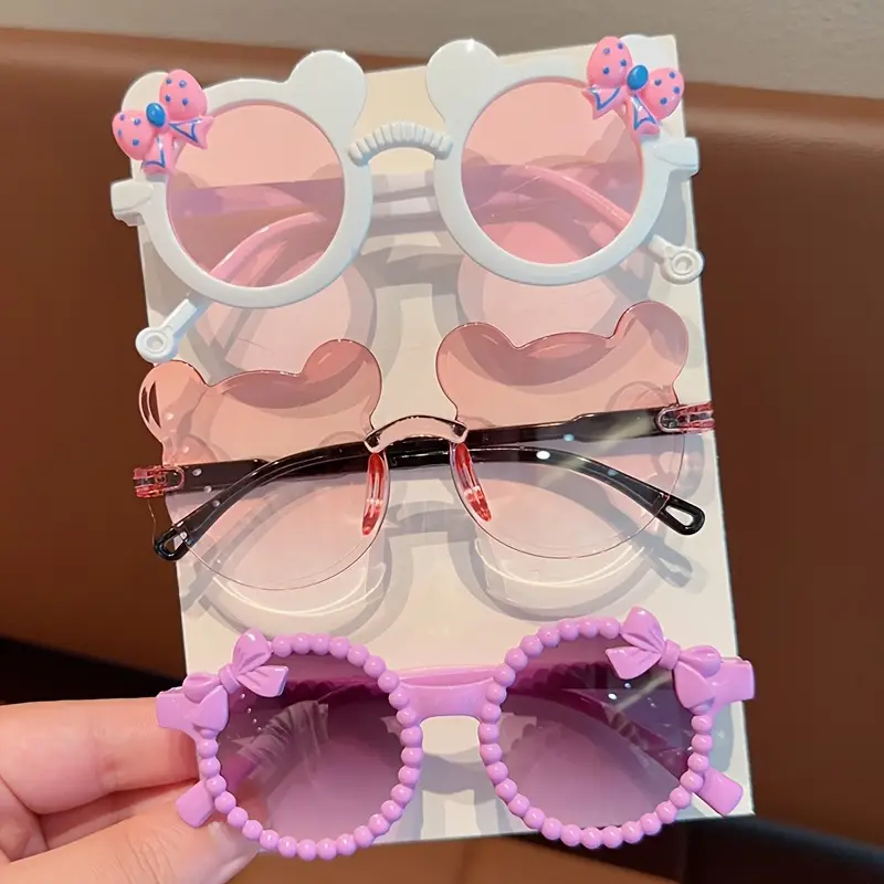 2/3Pcs Boy Girl Cute Bear Frame Bowknot Kids Children Fashion Glasses Eyewear - Image 12