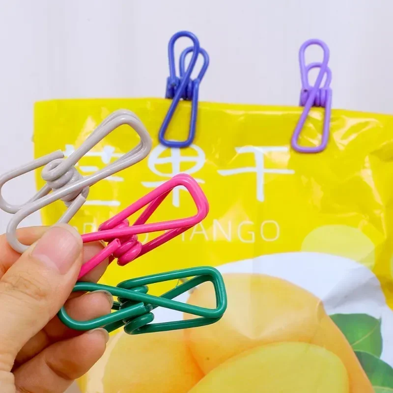 50/1PCS Colorful Sealing Clip Steel Wire Bag Clips Multifunctional Storage Clamp Clothespin Food Snack Fixing Portable Seal Pegs 3