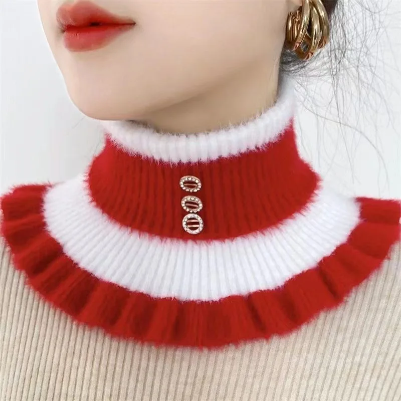 Women's Autumn Winter Warm Scarf Fake Collar Imitation Mink Velvet Soft Scarves New Neck Warmer Protection Collar