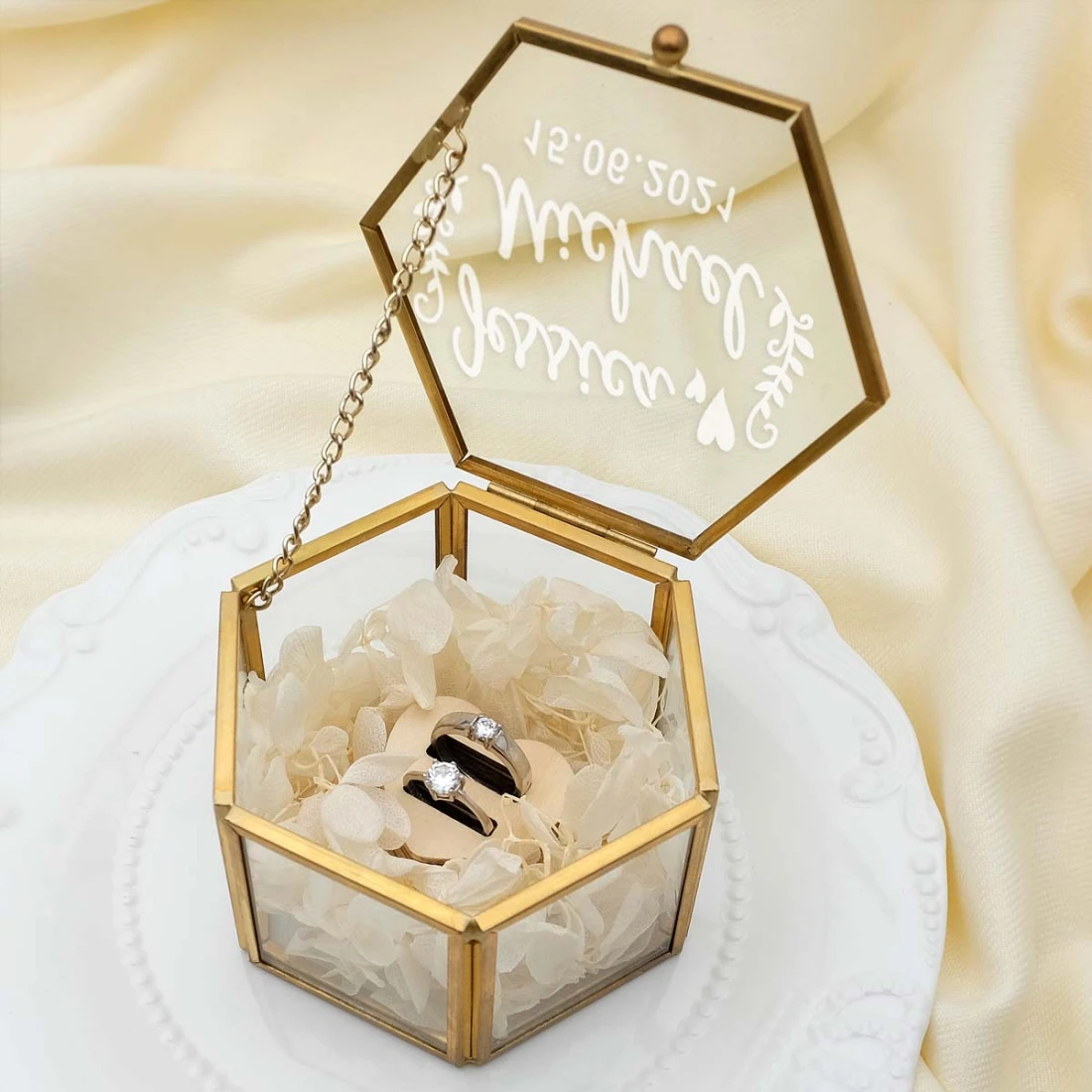 Caja de anillos vidrio personalizada, organizador joyas transparente geométrico, soporte para decoración de boda, regalo de compromiso, caja de almacenamiento de joyas| | - AliExpress