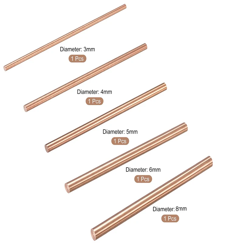 Copper rod 3/4/5/6/8/10/12mm Diameter Round Bar Milling Welding Metalworking 50-300mm Length