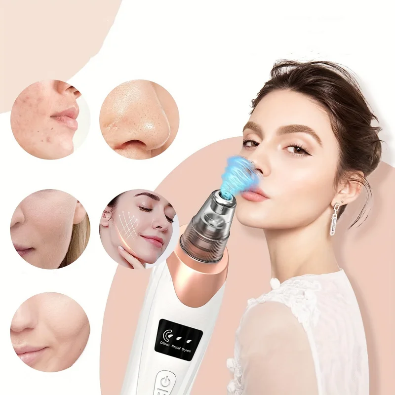 Blackhead Remover Facial Pore Cleanser Acne Remover Blackhead Remover Pore Vacuum 5 Suction USB Rejected Facial Pore Cleaner Kit For Adult Acne Extractor Tool