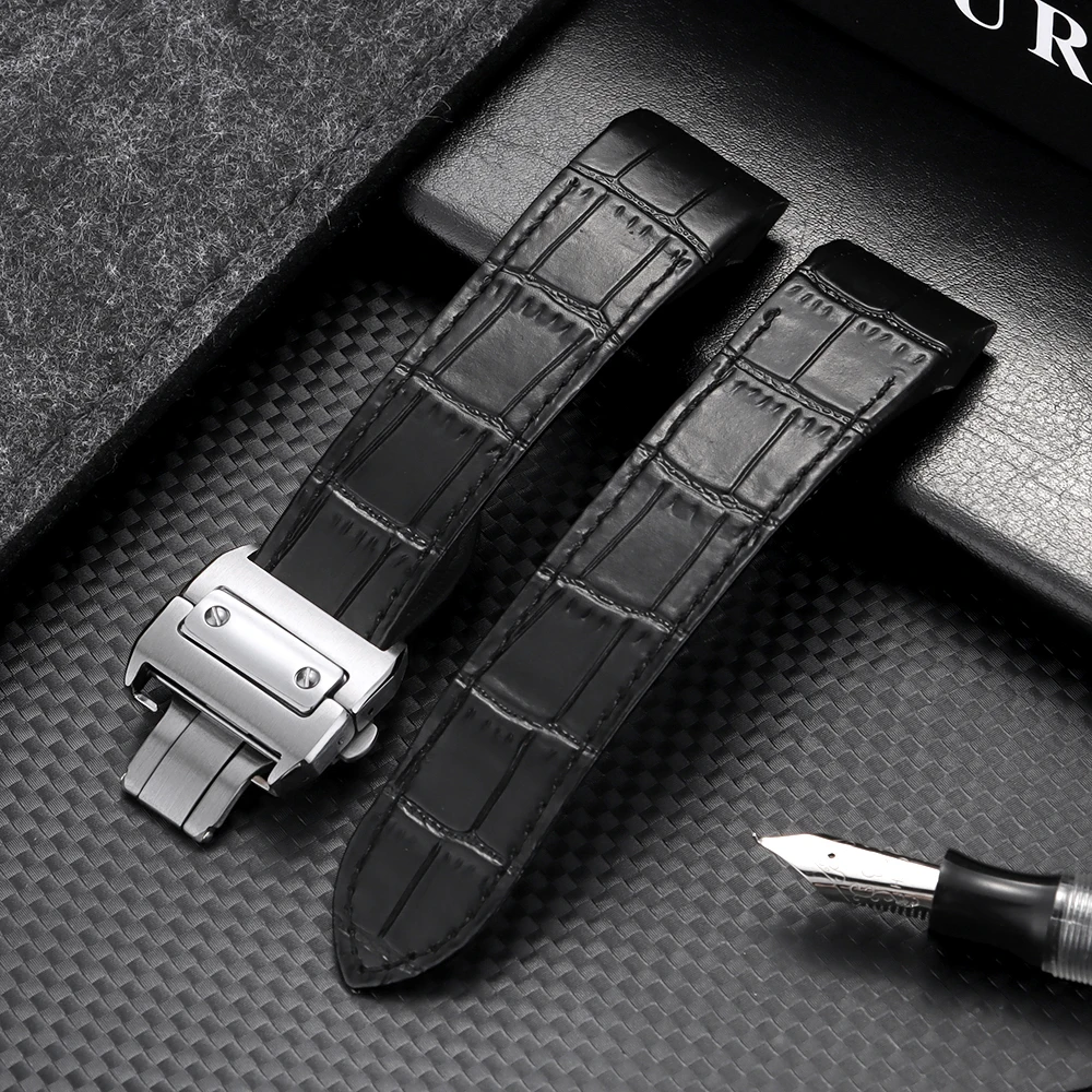 Premium Leather Watch Band Strap - Soft Cowhide with Folding Buckle for Unisex Luxury Timepieces