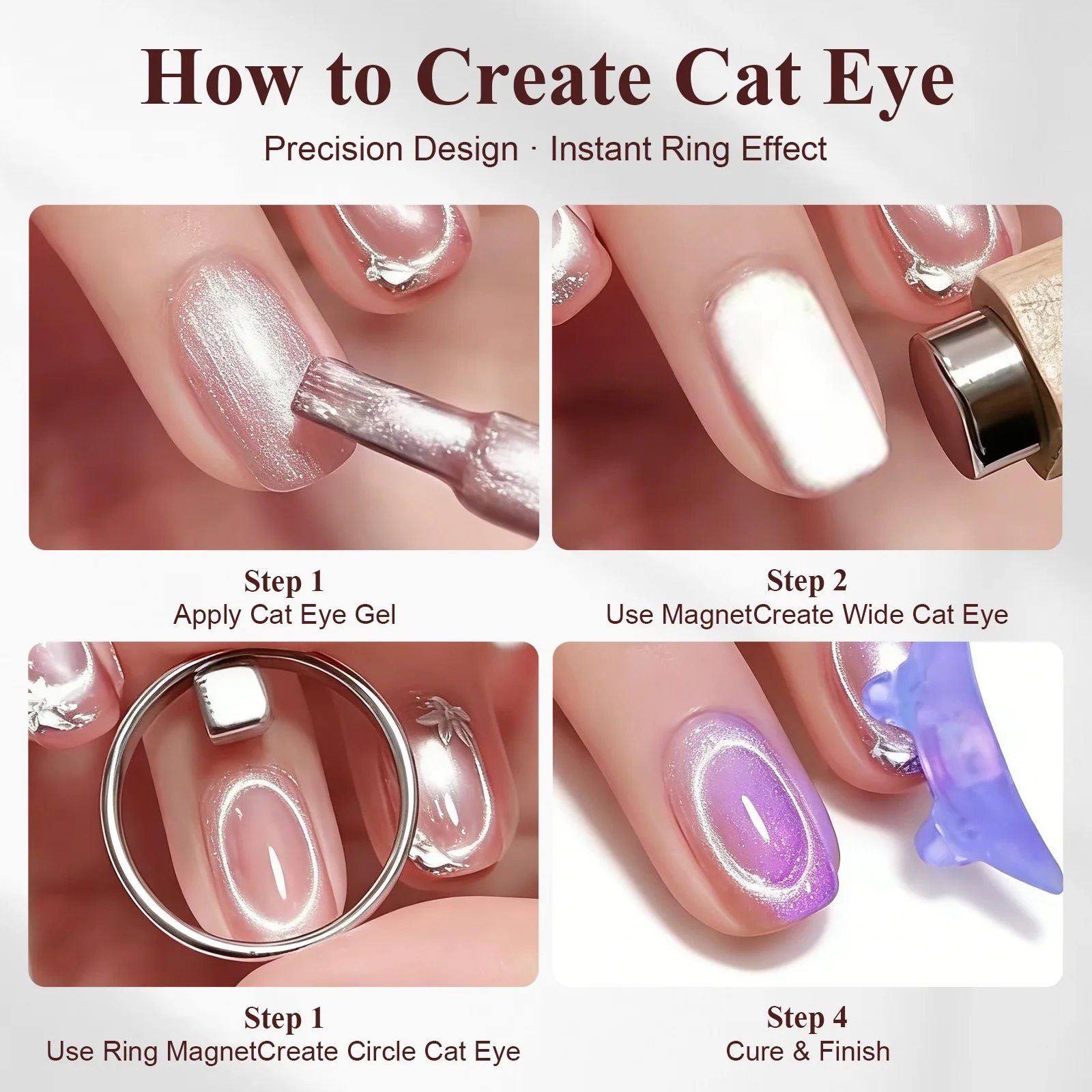 10개 원형 캣아이 네일 자석 강력 네일아트 마그네틱 젤 폴리쉬 가이드 도구 DIY 마그네틱 네일 헬퍼 매니큐어 디자인