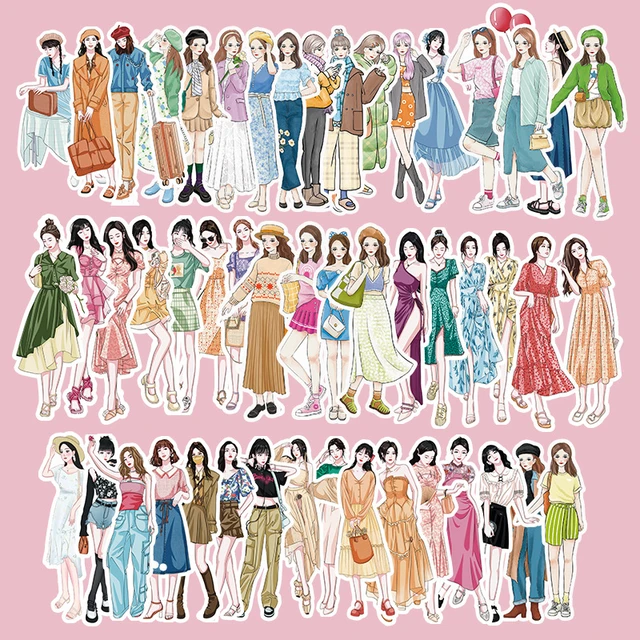 51pcs/pack Fashion Girls Scrapbook Stickers People Stickers For