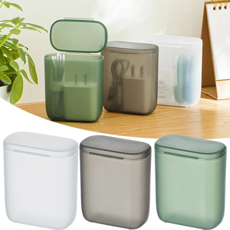 

Desktop Data Cable Storage Box Dustproof With Cover Mobile Phone Charger Box Transparent Cable Wire Container Box in Office Home