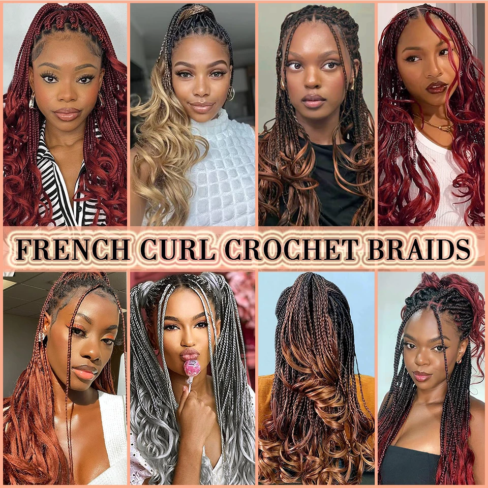 French Curls Crochet Braids Hair 18 inch Pre Stretched Bouncy Braids Hair Loose Wavy Synthetic for Black Women